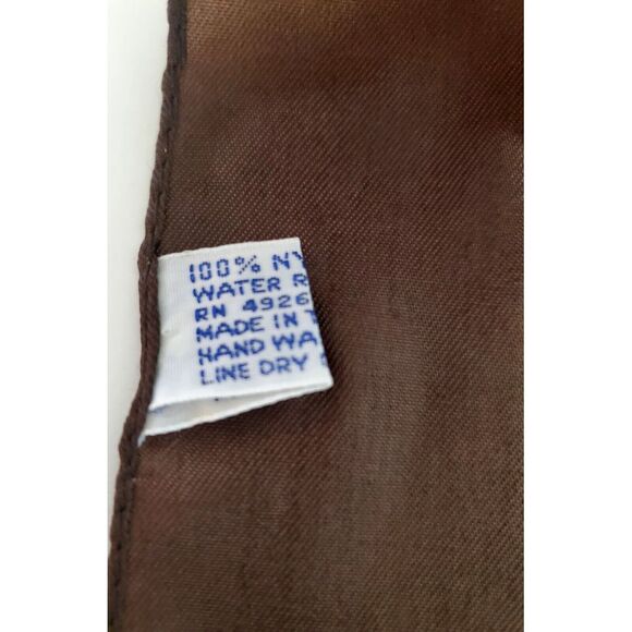 VTG Scarf Geometric 27" Square Brown/Red/Green/Tan Bordered Tennis Taiwan Nylon - Picture 5 of 6